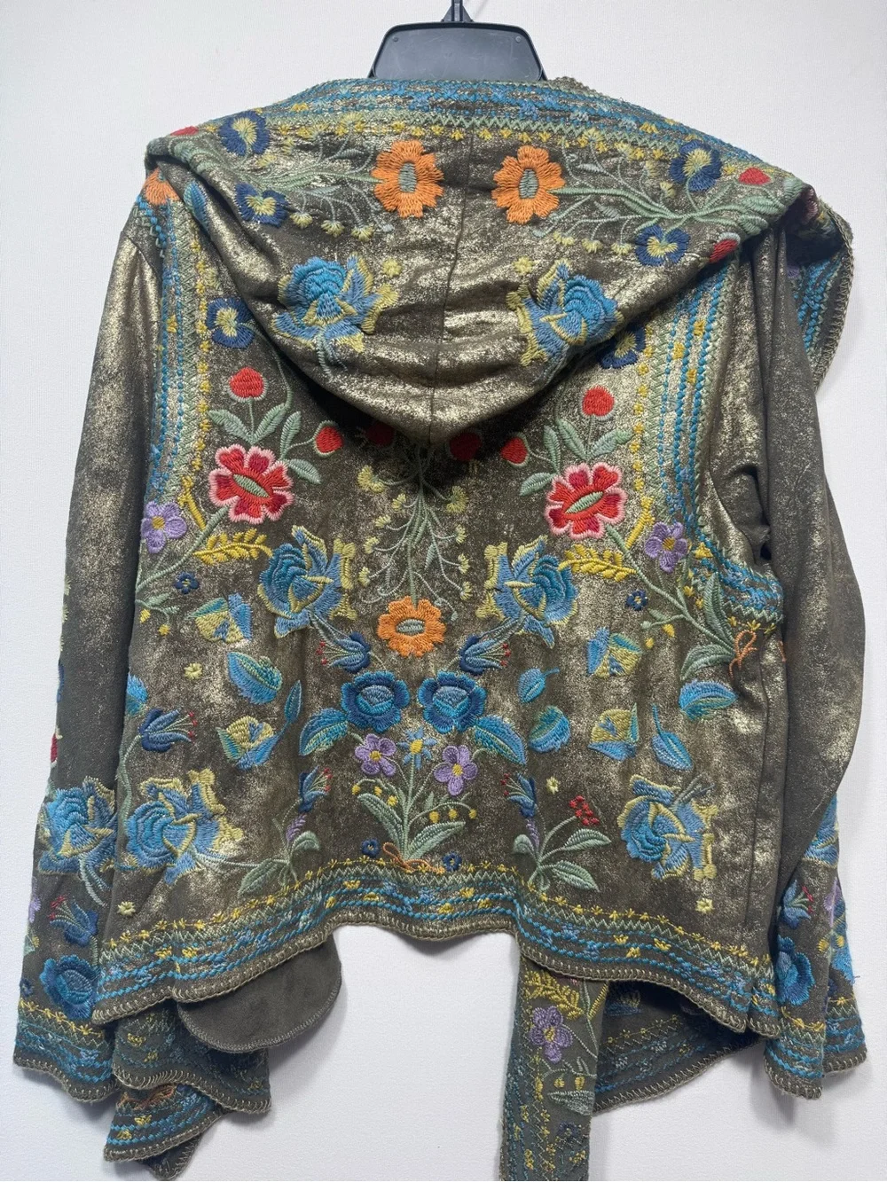 Johnny Was embroidered Hoodie biya Duster Cardigan wrap like new size Xlarge